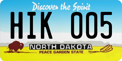 ND license plate HIK005