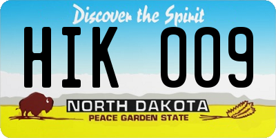 ND license plate HIK009