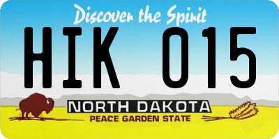 ND license plate HIK015