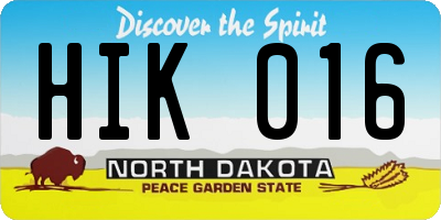 ND license plate HIK016
