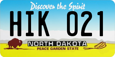 ND license plate HIK021