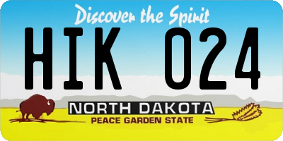 ND license plate HIK024
