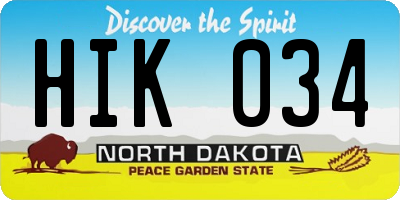 ND license plate HIK034