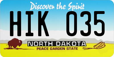 ND license plate HIK035