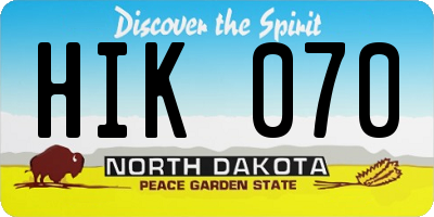 ND license plate HIK070