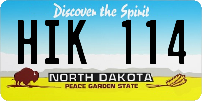 ND license plate HIK114
