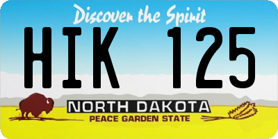 ND license plate HIK125