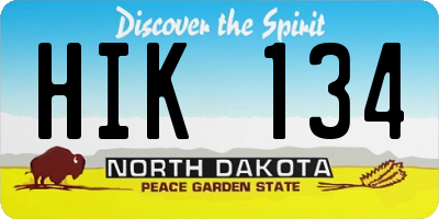 ND license plate HIK134