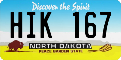 ND license plate HIK167