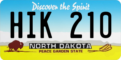 ND license plate HIK210