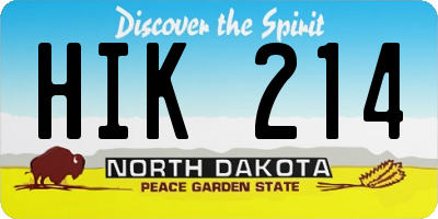 ND license plate HIK214