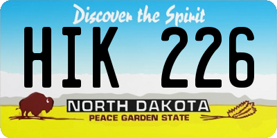 ND license plate HIK226