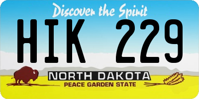 ND license plate HIK229