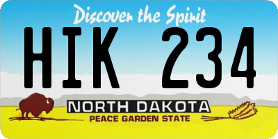 ND license plate HIK234