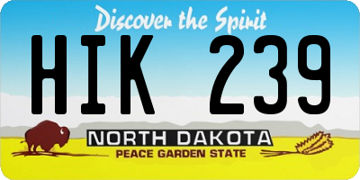 ND license plate HIK239