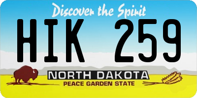 ND license plate HIK259