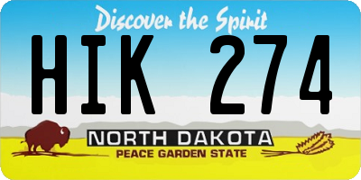 ND license plate HIK274