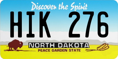 ND license plate HIK276