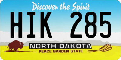 ND license plate HIK285