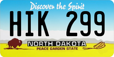 ND license plate HIK299