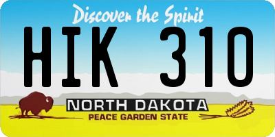 ND license plate HIK310