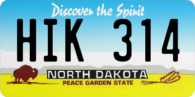 ND license plate HIK314