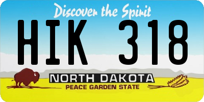 ND license plate HIK318