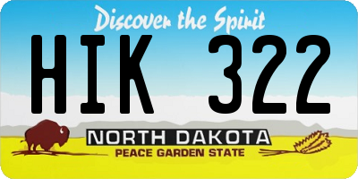 ND license plate HIK322