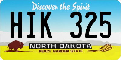 ND license plate HIK325