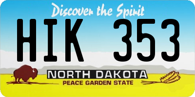 ND license plate HIK353