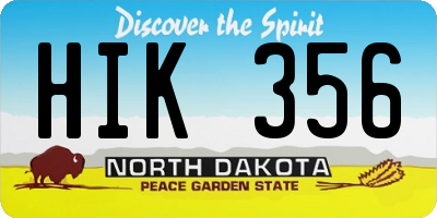 ND license plate HIK356