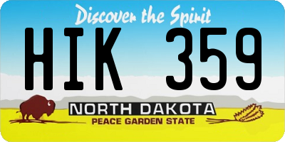ND license plate HIK359