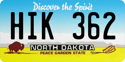 ND license plate HIK362