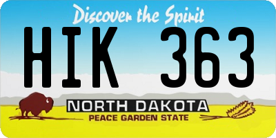ND license plate HIK363