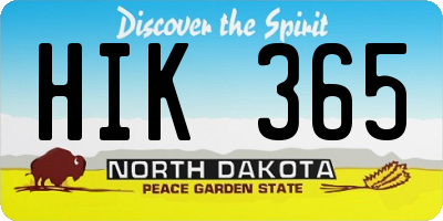ND license plate HIK365