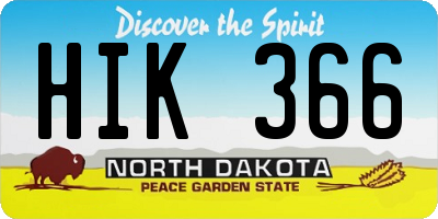 ND license plate HIK366