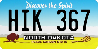 ND license plate HIK367