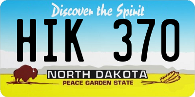 ND license plate HIK370