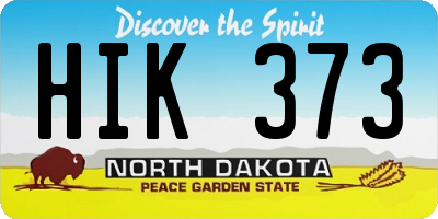 ND license plate HIK373