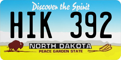 ND license plate HIK392