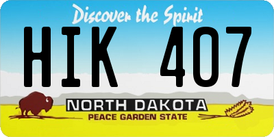 ND license plate HIK407