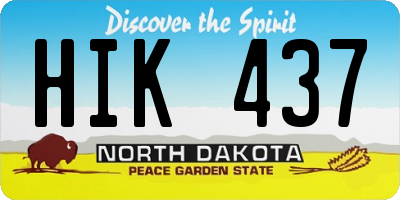 ND license plate HIK437