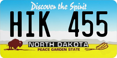 ND license plate HIK455