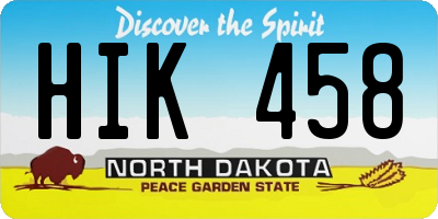 ND license plate HIK458