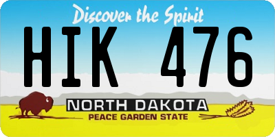 ND license plate HIK476