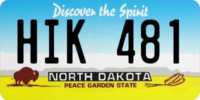 ND license plate HIK481
