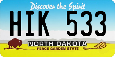 ND license plate HIK533