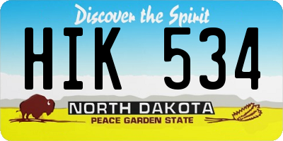 ND license plate HIK534