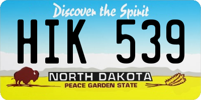 ND license plate HIK539
