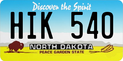 ND license plate HIK540